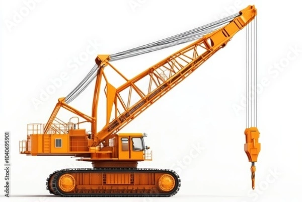 Fototapeta Heavy construction crane on white isolated background.