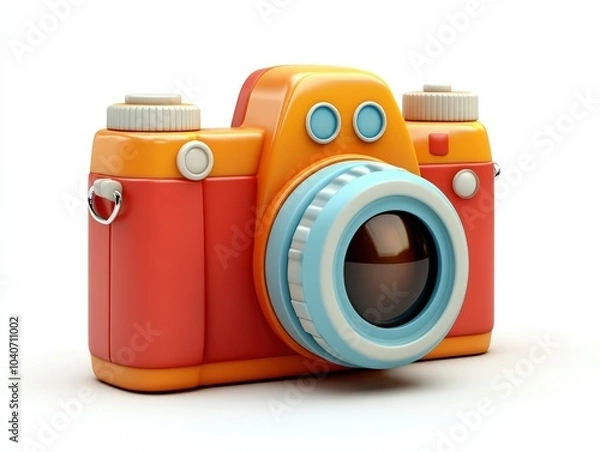 Fototapeta Colorful retro camera design, perfect for photography enthusiasts.