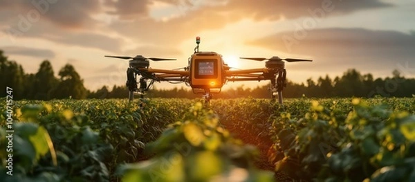 Obraz Autonomous robots working in a smart farm, harvesting crops with precision and speed
