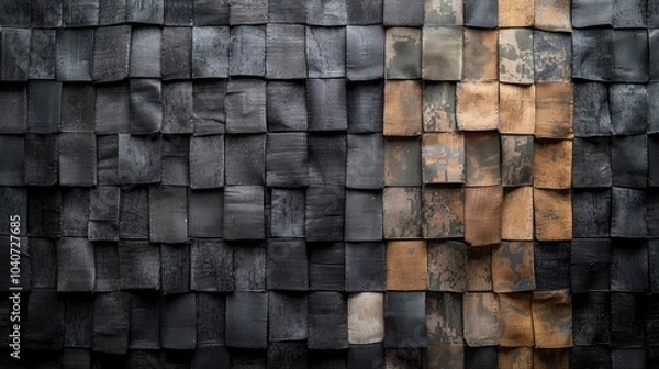 Obraz Abstract geometric pattern of black and brown tiles.