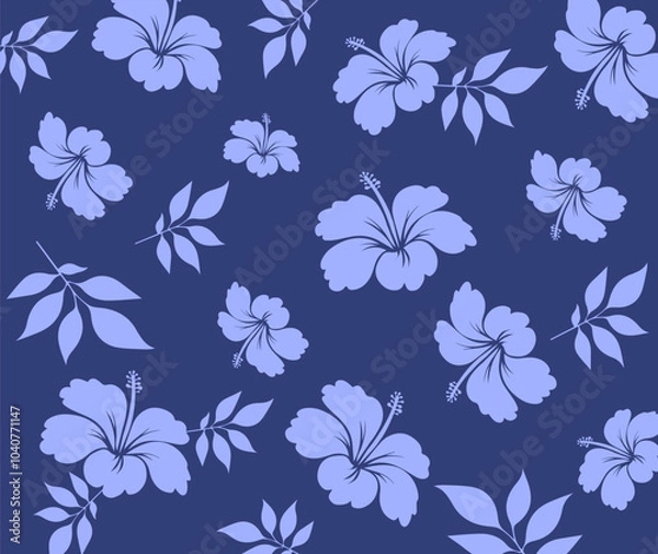 Obraz Hawaiian Seamless Pattern. Hibiscus flowers Pattern. Tropic flowers and Leaves. Hawaiian Aloha Shirt. Design for fabric, textile, wallpaper, clothing. floral background. vector illustration