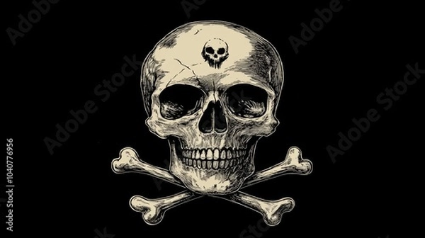 Fototapeta illustration of a skull means danger on black background
