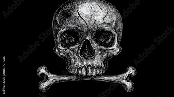 Fototapeta illustration of a skull means danger on black background