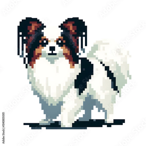 Fototapeta 흰 배경, 빠삐용, 픽셀아트 (white background, Papillon, pixel art)