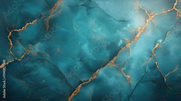 Obraz Creative turquoise marble texture design highlighted by cracked gold details for a rich and elegant