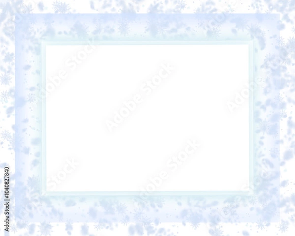 Obraz Blue light snowflakes frame, winter snowfall border transparent background
