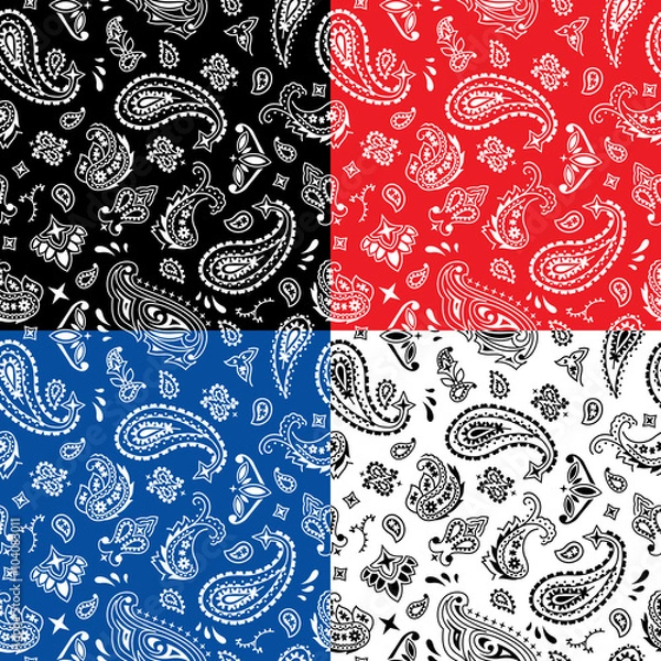 Obraz Bandana Seamless Pattern / Seamless Pattern bandana w 4 wersjach kolorystycznych.