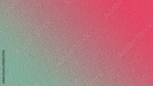 Fototapeta Red and light green gradient background with a noise filter creating a rough, textured surface. Ideal for adding depth and abstract style to design projects, presentations and creative visual conten