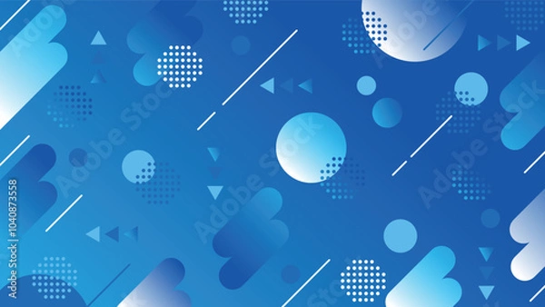 Obraz ポップな幾何学図形のグラデーション背景壁紙(青)