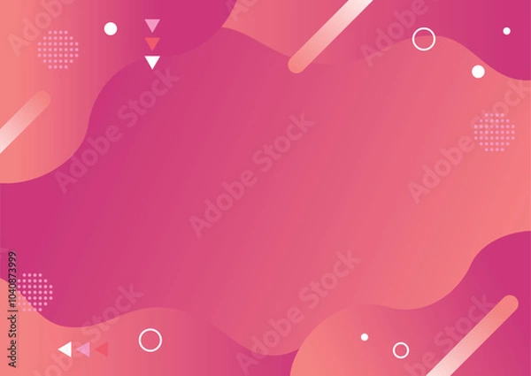 Obraz ポップな幾何学図形のグラデーション背景壁紙フレーム(ピンク)