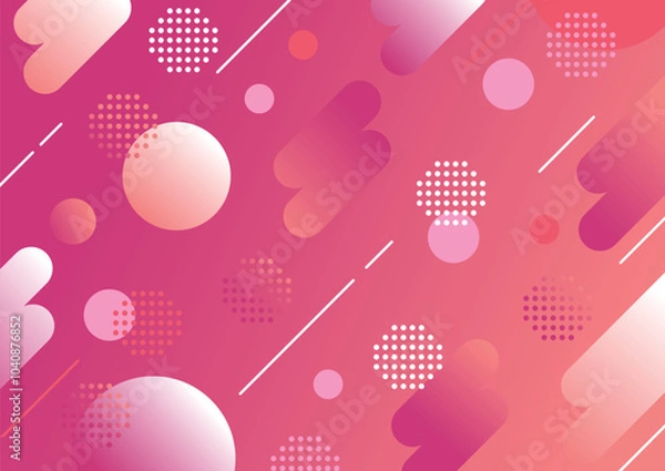 Obraz ポップな幾何学図形のグラデーション背景壁紙(ピンク)