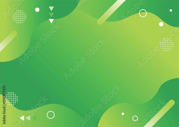 Obraz ポップな幾何学図形のグラデーション背景壁紙フレーム(緑)