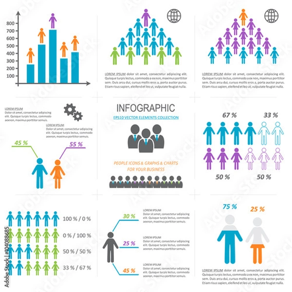 Obraz Vector infographic people icons collection