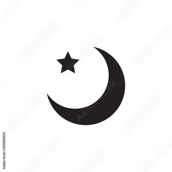 Fototapeta Islamic moon and star vector icon. vector Crescent moon and star trendy style illustration for web and app..eps