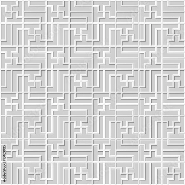 Obraz Vector damask seamless 3D paper art pattern background 339 Spiral Rectangle Cross
