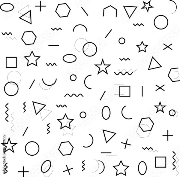 Obraz Memphis pattern. Geometric shapes vector illustration.