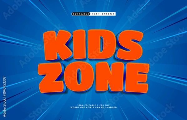 Fototapeta kids zone editable text effect with a play and happy text style