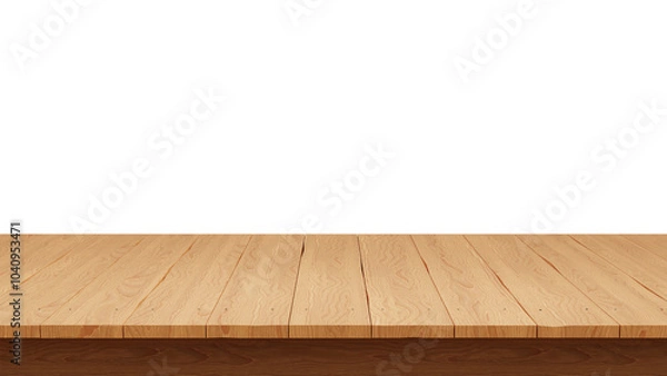 Fototapeta A close-up of a wooden table top isolated against a transparent background. PNG file