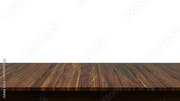 Fototapeta Empty wooden table top with transparent background, suitable for product display. PNG file