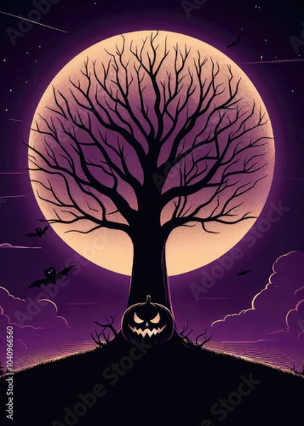 Fototapeta halloween background with tree