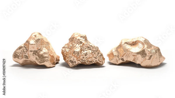 Obraz Bryłki złota na białym tle. Renderowania 3D