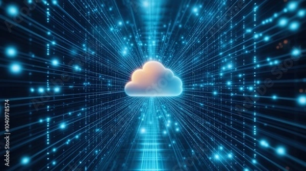Fototapeta Digital Cloud Network Server Data Center abstract background