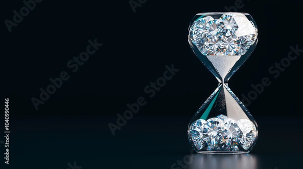 Fototapeta The Elegance of Time A Diamond Hourglass Symbolizing the Precious Nature of Moments and Life's Fleeting Beauty