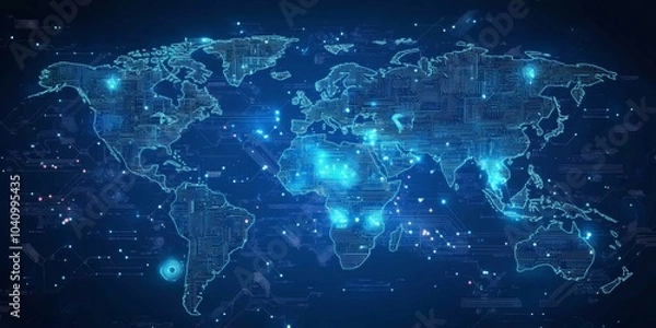 Fototapeta Exploring the Global Landscape of Technology and Connectivity.
