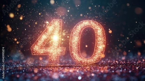 Obraz Number 40 with sparkling lights