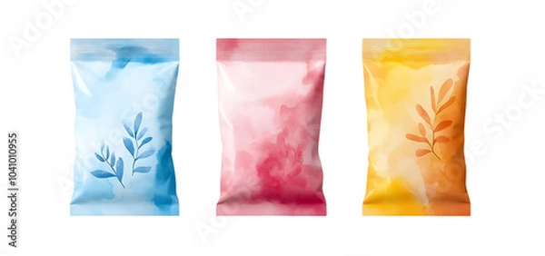 Fototapeta three set of doypack for mockup isolated transparent background
