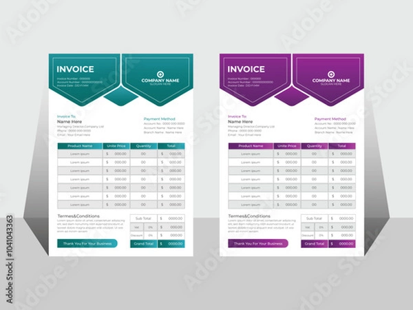 Fototapeta Flat Vector Invoice Design Template