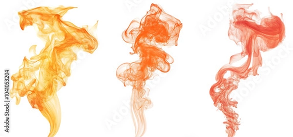Fototapeta three set of fire flame collection isolated transparent background