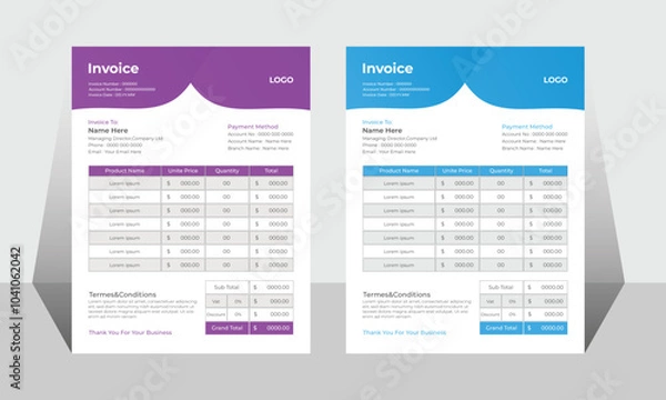 Fototapeta Flat Vector Invoice Design 