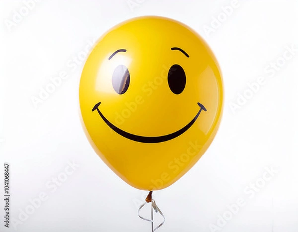 Fototapeta yellow party balloons with emoticon faces. Happiness. With white background