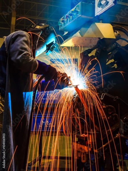 Obraz welder Industrial automotive part in factory