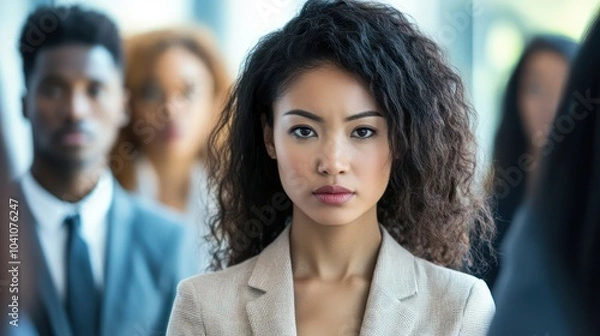 Fototapeta Asian and Black professionals experiencing office microaggressions, highlighting subtle forms of workplace bias