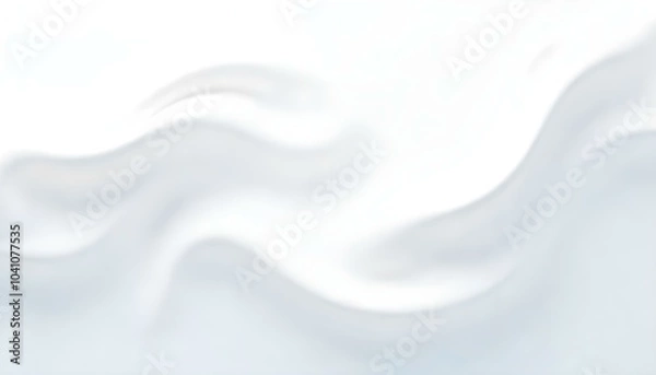 Fototapeta Milk white wave background Looks soft, like a swaying white cloth. 3D Rendering of glossy white smooth surface in wavy form. For luxury, cosmetic product background