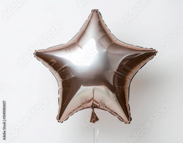Fototapeta Multicolored and shiny star-shaped party balloon. With white background