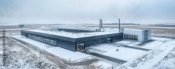 Fototapeta Modern data center architecture with snow landscape