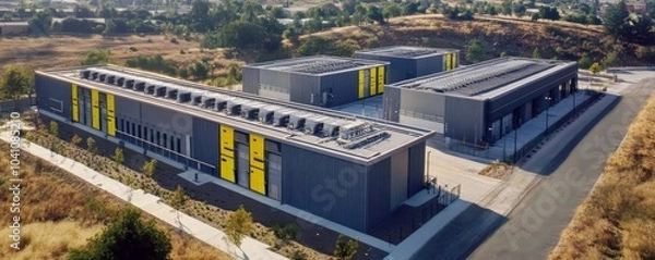 Fototapeta Data center facility in a sunny environment