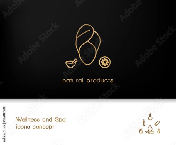 Fototapeta Vector gift voucher template with icons. Business card template.