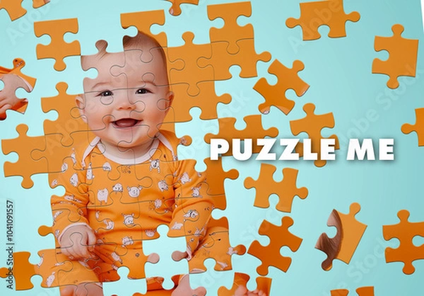Fototapeta Smart layer puzzle effect, generative ai example images used