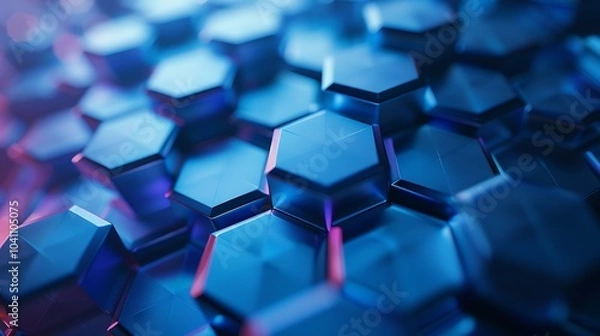 Fototapeta Abstract Hexagonal Cyan Waves
