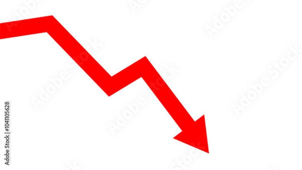 Obraz Crash chart arrow business financial on white background design template. Economy crisis recession concept.