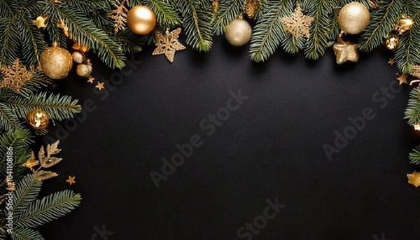Fototapeta christmas background with fir branches and cones