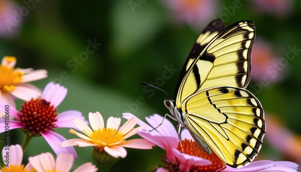 Fototapeta A butterfly is sitting on a flower