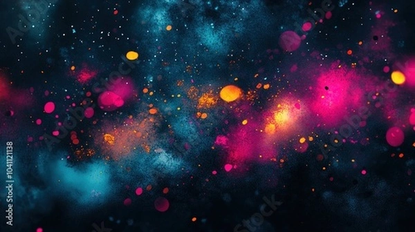 Fototapeta Vibrant Abstract Space Background with Colorful Dots