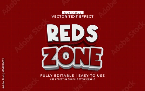 Fototapeta 3d editable red zone text effect graphic style template