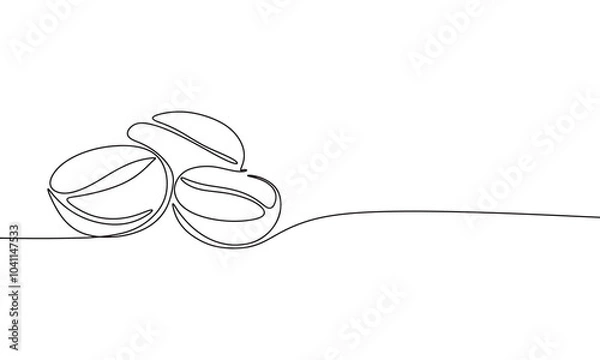 Fototapeta Coffee beans one line continuous. Coffee line art. Hand drawn vector art.