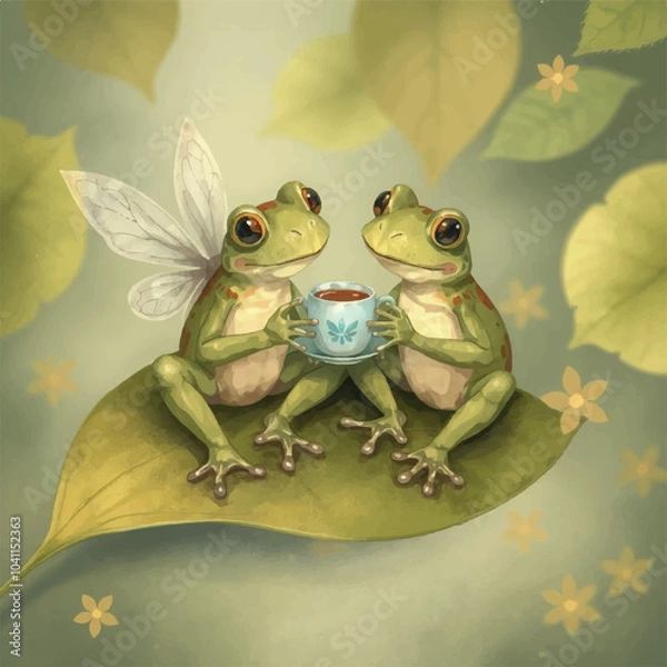 Obraz frog on a leaf